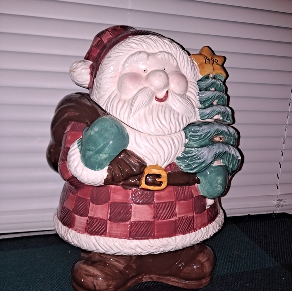 CKAO Home Trends Santa Claus Christmas Tree Cookie Jar Ceramic 1999 - Picture 2 of 8